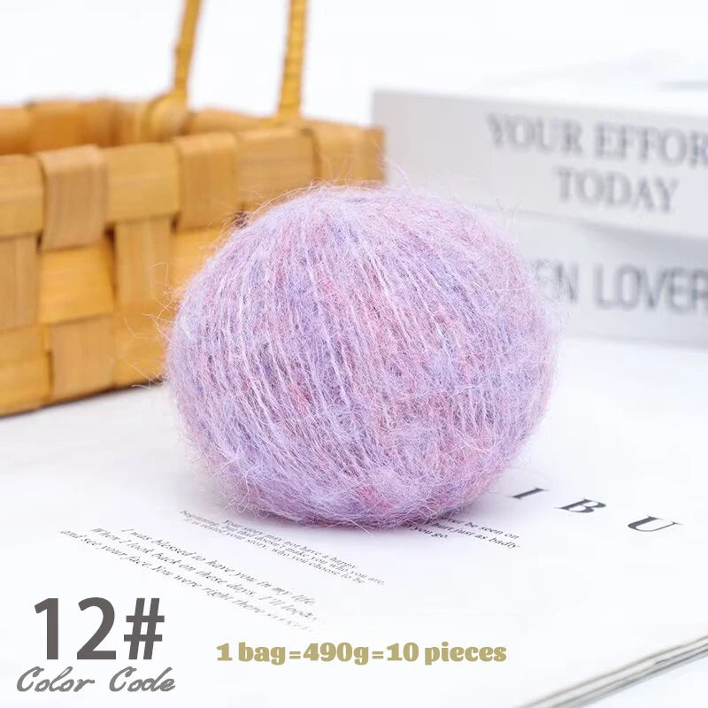 250g Long-Haired Mohair Yarn – Soft Fluffy Knitting Yarn for Sweaters, Scarves & Coats (10 Pieces/Bag)