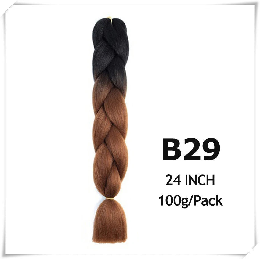 Pre-Stretched Jumbo Braiding Hair – 24 Inch Ombre Purple Synthetic Crochet Extensions for Women