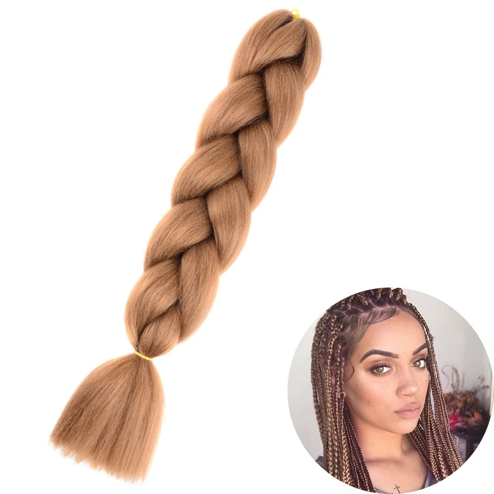 24 Inch Synthetic Jumbo Braiding Hair – Heat Resistant Ombre Extensions