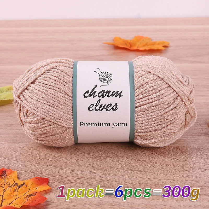 300g Multi-Color Acrylic Milk Yarn – Soft & Strong Knitting Yarn Balls (6 Pieces/Pack)