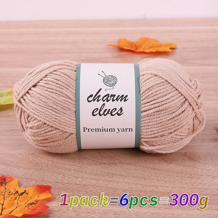 300g Multi-Color Acrylic Milk Yarn – Soft & Strong Knitting Yarn Balls (6 Pieces/Pack)