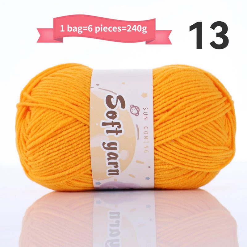240g Medium-Thin Combed Yarn – Soft DIY Knitting & Crochet Yarn Balls (6 Pieces / Pack)