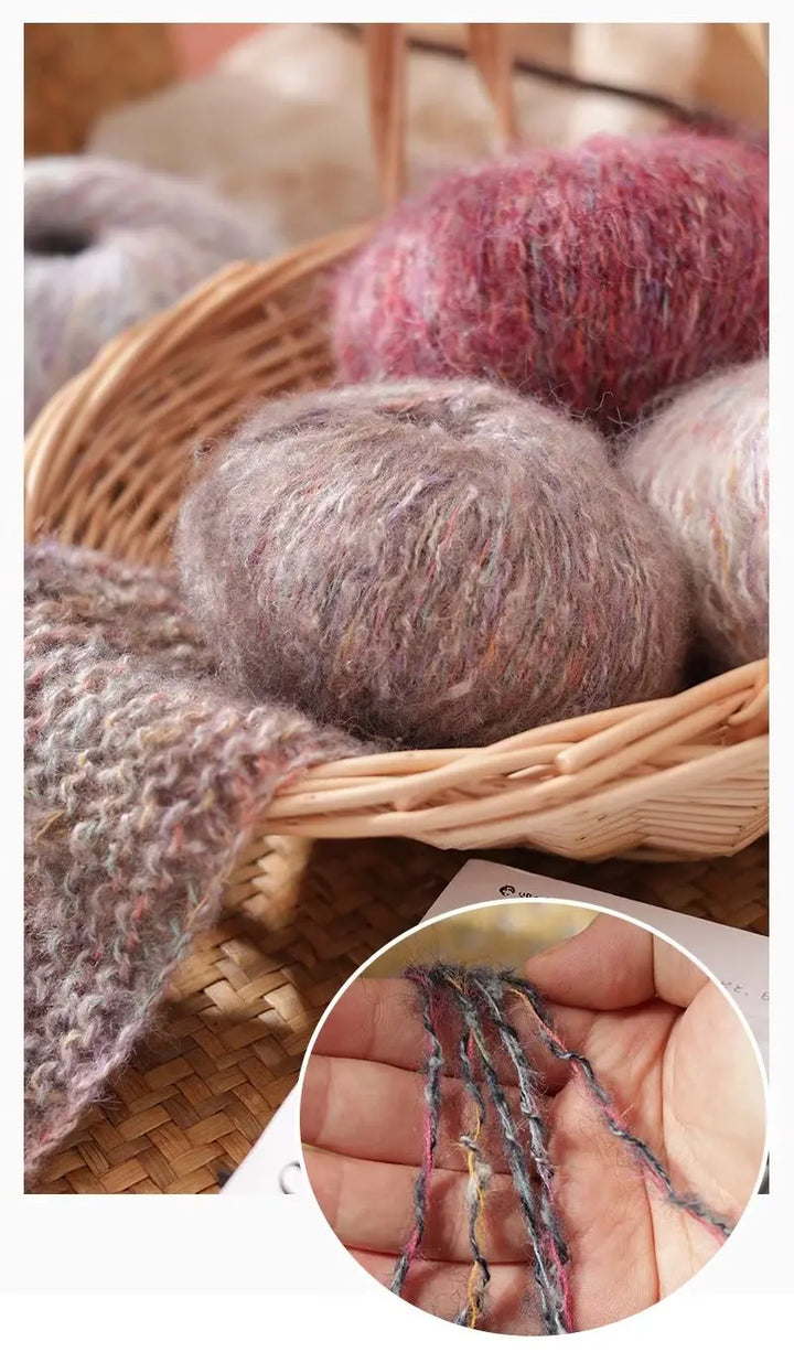 250g Colorful Mohair Alpaca Yarn Set (10 Pieces) – Soft Medium-Thick Yarn for Sweaters, Coats, Shawls & DIY Crafts