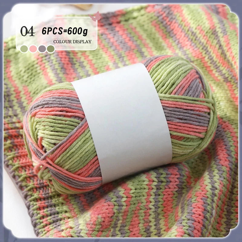 Colorful 6-Strand Gradient Yarn – Segment-Dyed Floral Pattern Yarn for Handmade Crafts