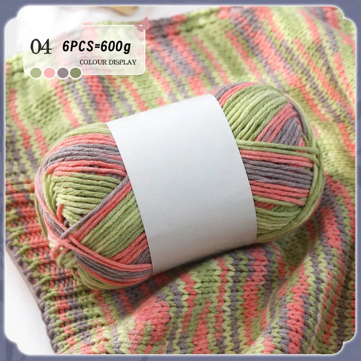 Colorful 6-Strand Gradient Yarn – Segment-Dyed Floral Pattern Yarn for Handmade Crafts