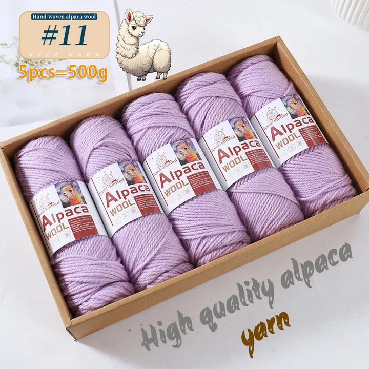500g Alpaca Wool 245 Stick Stitch Yarn (5 Pieces) – Thick Knitting Yarn for Sweaters, Coats, Blankets & DIY Crafts