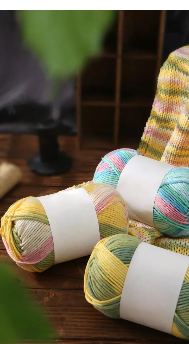 Colorful 6-Strand Gradient Yarn – Segment-Dyed Floral Pattern Yarn for Handmade Crafts
