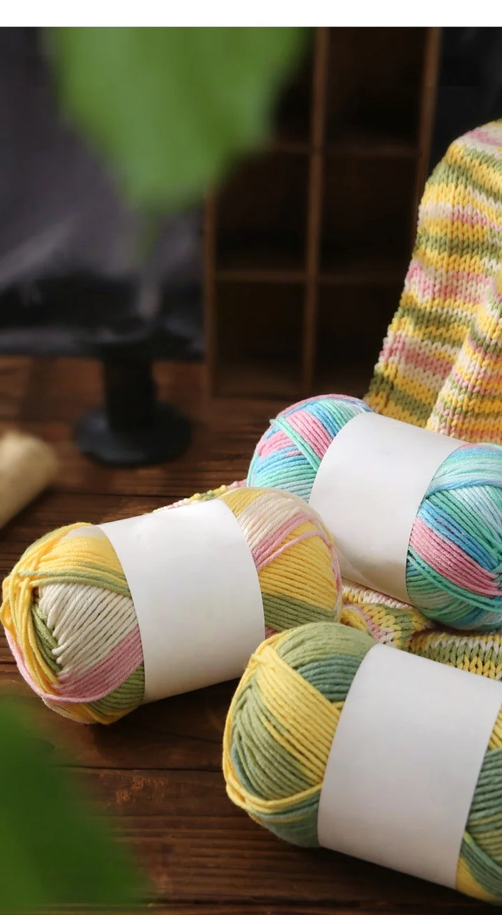 Colorful 6-Strand Gradient Yarn – Segment-Dyed Floral Pattern Yarn for Handmade Crafts