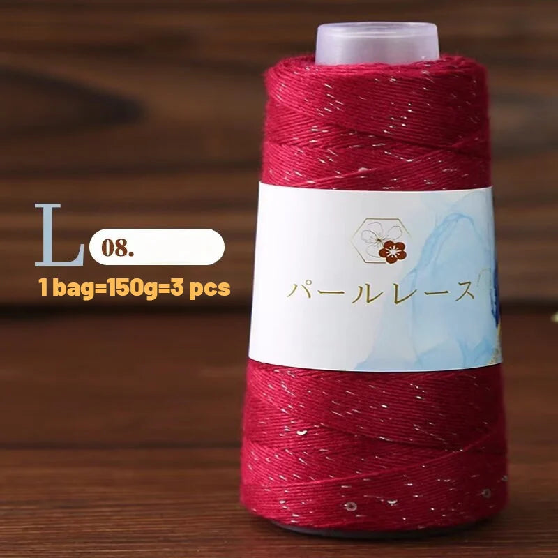 150g Bamboo Fiber & Linen Yarn with Sequins (3 Pieces) – Medium-Fine Yarn for Sweaters, Hats, Gloves & DIY Crafts