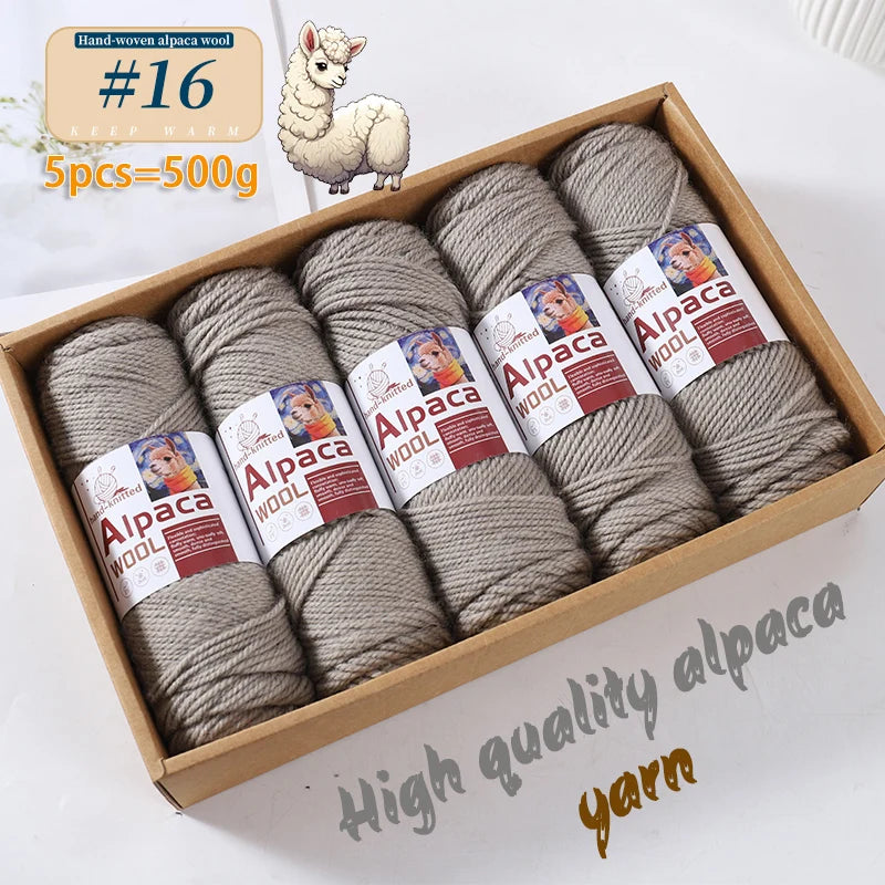 500g Alpaca Wool 245 Stick Stitch Yarn (5 Pieces) – Thick Knitting Yarn for Sweaters, Coats, Blankets & DIY Crafts