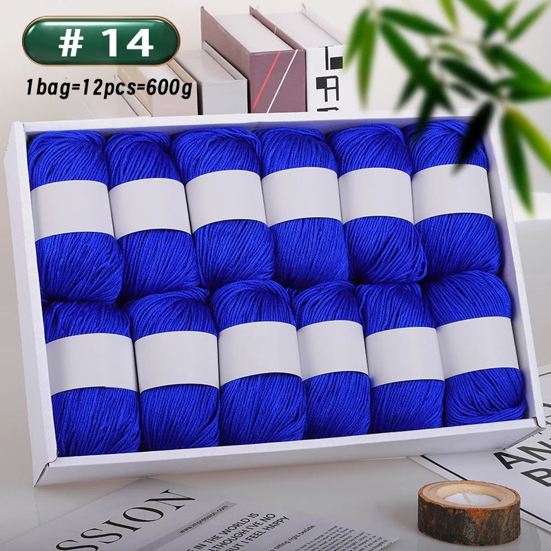 12-Piece Luxury Cashmere-Silk Yarn Set – Ultra-Soft Fluffy Yarn for Sweaters, Coats, Shawls & DIY Crafts (600g)