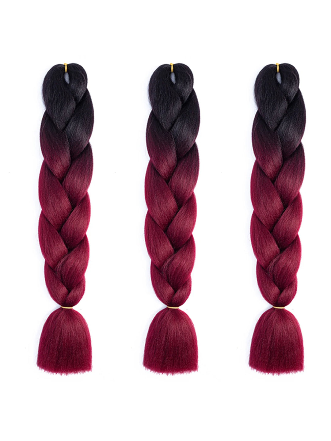 3 Packs 24 Inch Rainbow Braiding Hair Extensions – Ombre Synthetic Jumbo Braid Hair for Crochet Braids (Rose Red)
