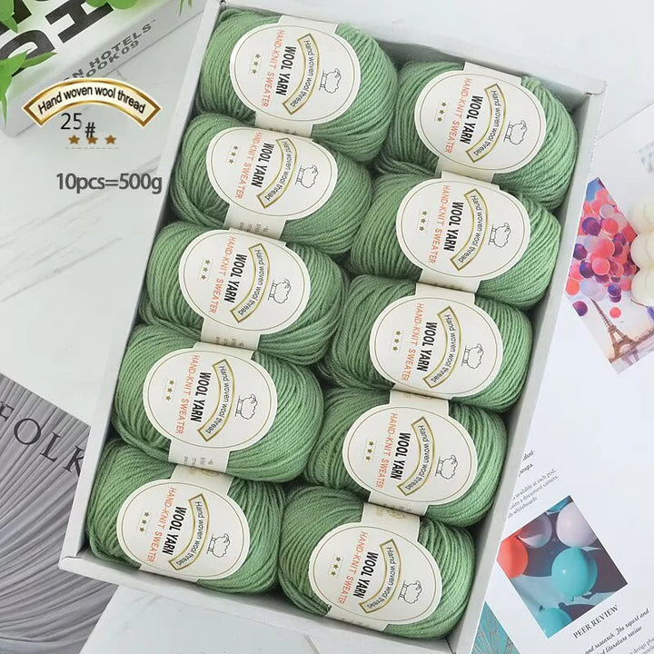 500g 2112 Medium-Fine Wool Yarn – Soft DIY Knitting Yarn for Sweaters, Jackets, Scarves, Hats & Handmade Crafts (10pcs Bag)