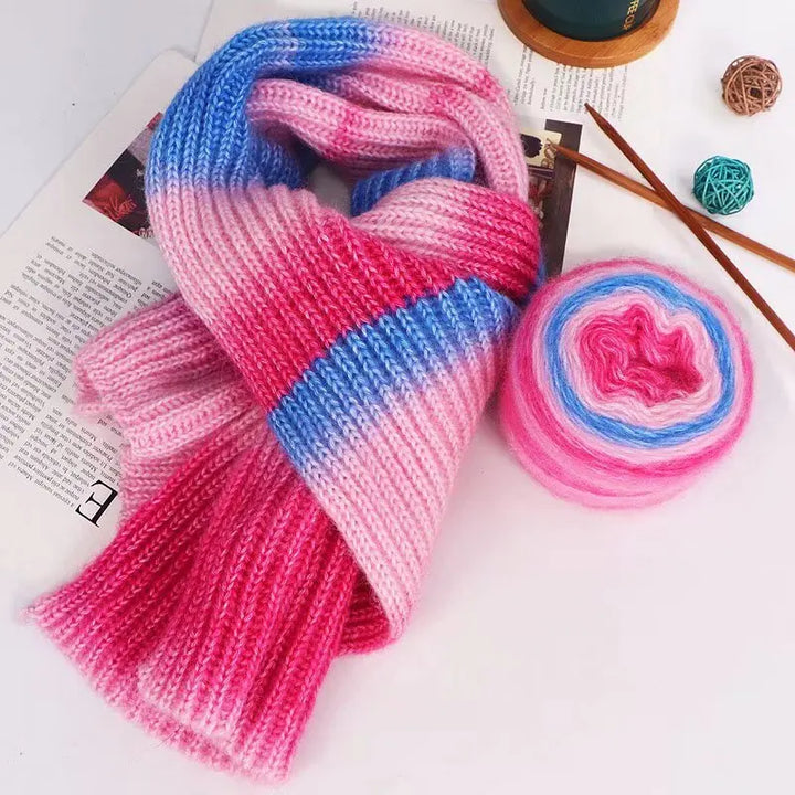 190g Rainbow Gradient Mohair Yarn – Long Section Dyed Spray Yarn for Sweaters, Shawls & Scarves (2 Pieces/Pack)