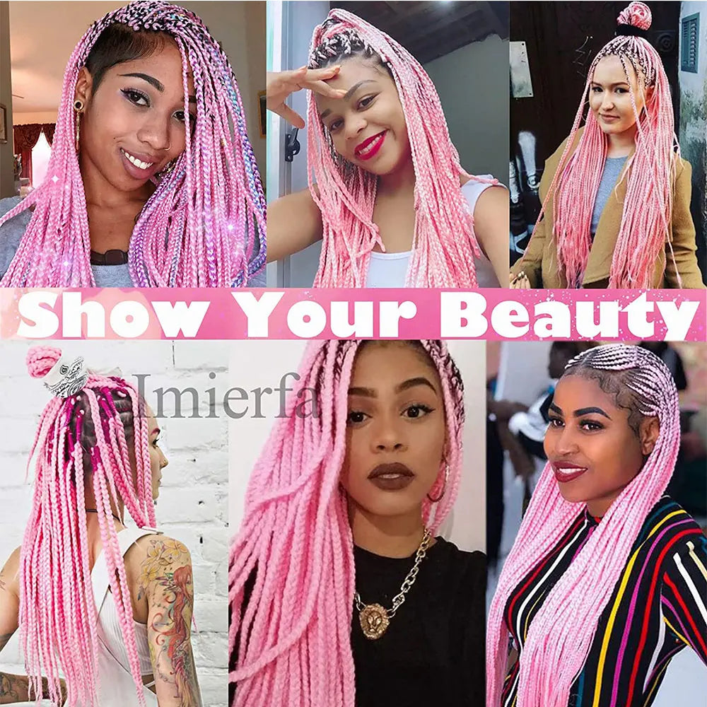 Collage of women with pink braided hairstyles and text 'Show Your Beauty'.
