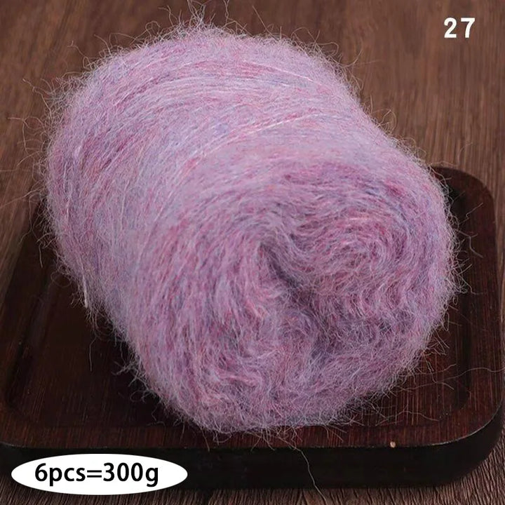 300g Long Wool & Mohair Yarn – Soft Fluffy Knitting Yarn for Sweaters, Shawls & Fashion Wear (6 Pieces/Bag)