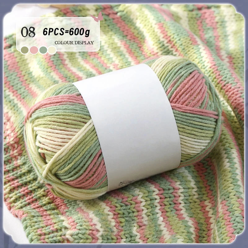 Colorful 6-Strand Gradient Yarn – Segment-Dyed Floral Pattern Yarn for Handmade Crafts