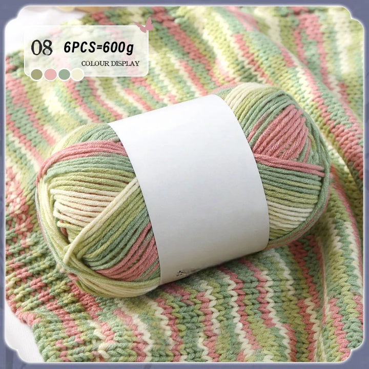 Colorful 6-Strand Gradient Yarn – Segment-Dyed Floral Pattern Yarn for Handmade Crafts