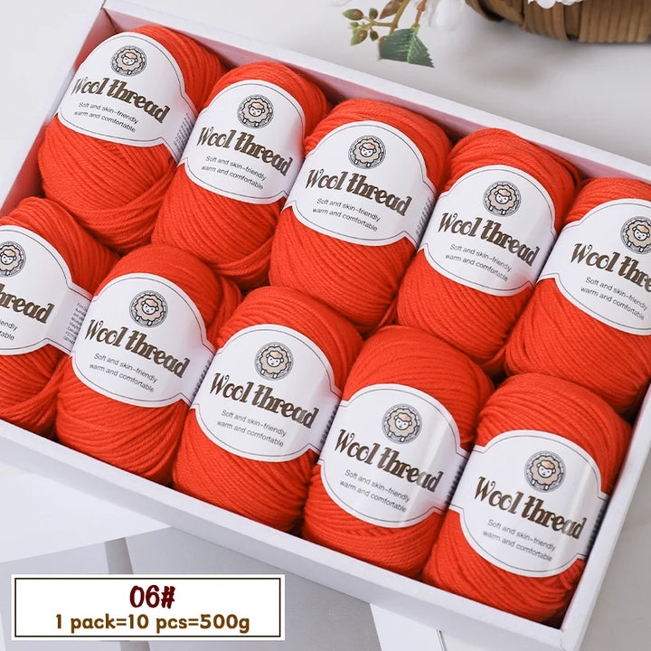 500g Fine Wool Knitting Yarn – Soft Handmade Yarn for Sweaters, Scarves, Hats & DIY Crafts (10 Skeins)