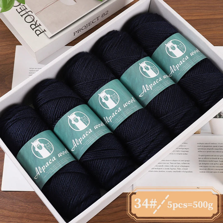 Alpaca Wool Boutique Yarn – 500g Thick Knitting Yarn Set (5 Pieces) for Sweaters, Scarves & Winter Wear