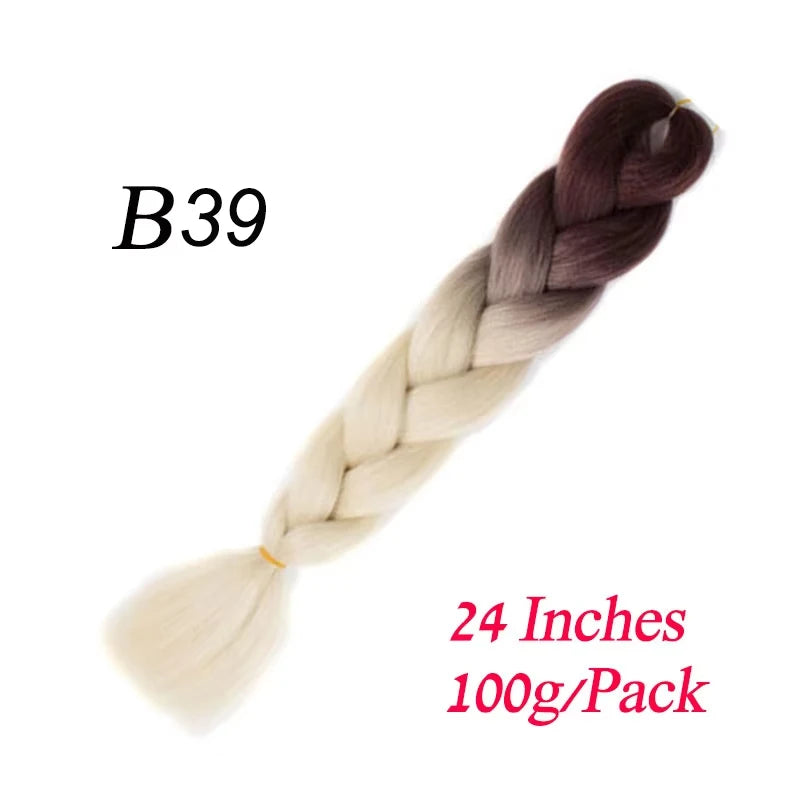 24 Inch Synthetic Jumbo Braiding Hair – Heat-Resistant Ombre Bulk Extensions for Braids