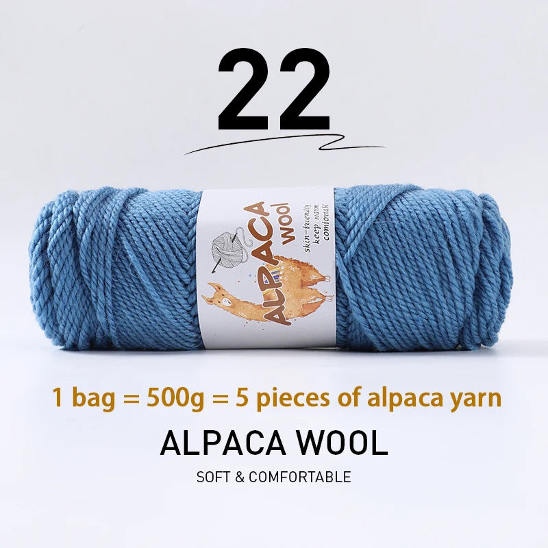 500g Thick Alpaca Wool Yarn Set (5 Skeins) – Soft Warm Knitting Yarn for Sweaters, Scarves, Hats & Winter Crafts