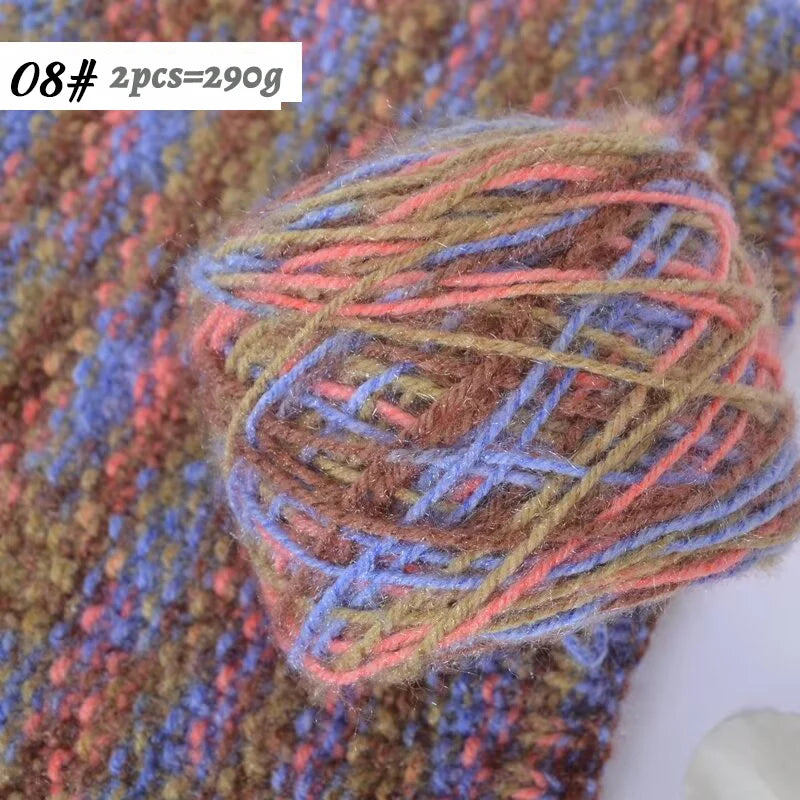 290g Colorful Gradient Imitation Squirrel Yarn – Thick Section-Dyed Yarn for Knitting & Crochet (2 Pcs/Pack)