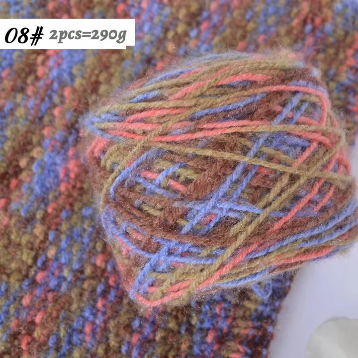 290g Colorful Gradient Imitation Squirrel Yarn – Thick Section-Dyed Yarn for Knitting & Crochet (2 Pcs/Pack)