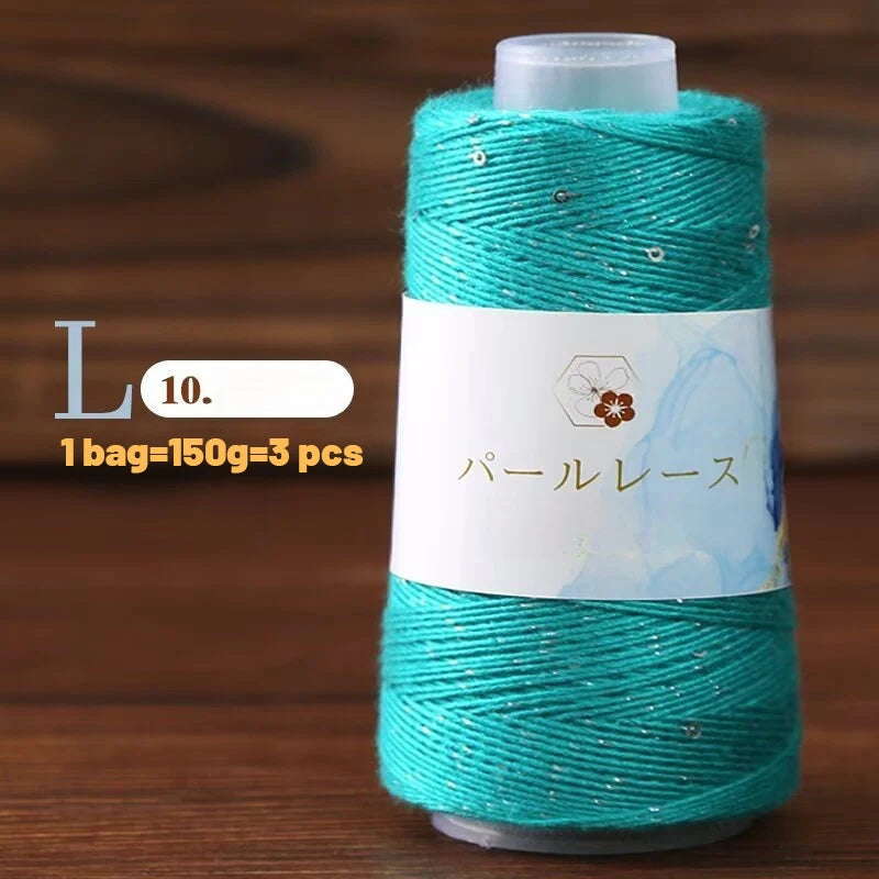 150g Bamboo Fiber & Linen Yarn with Sequins (3 Pieces) – Medium-Fine Yarn for Sweaters, Hats, Gloves & DIY Crafts