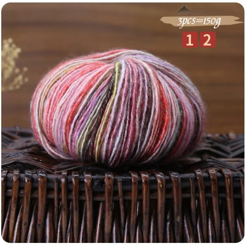 150g Camouflage Cotton Yarn – Medium-Thick Combed Yarn for Knitting & Crochet (3 Pieces/Pack)