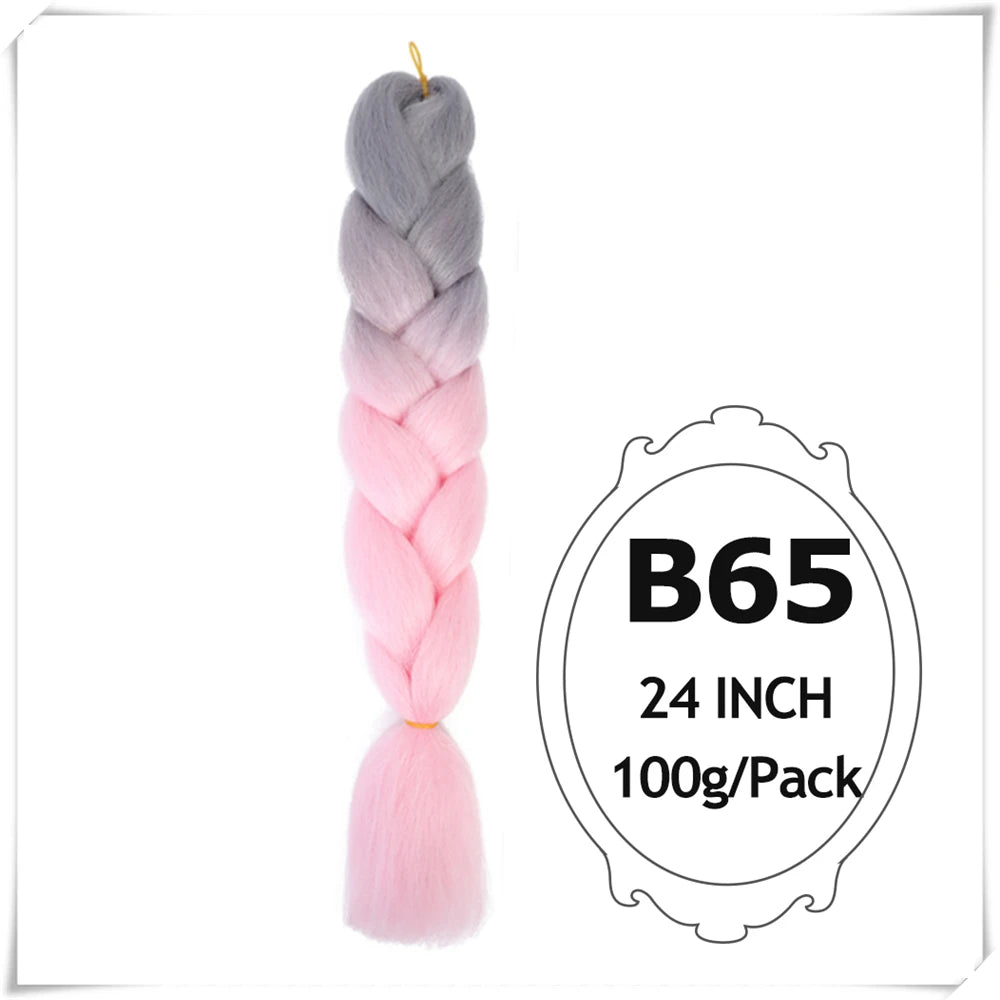 Pre-Stretched Jumbo Braiding Hair – 24 Inch Ombre Purple Synthetic Crochet Extensions for Women
