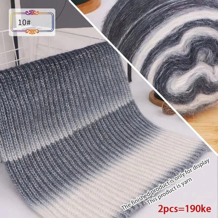 190g Rainbow Gradient Mohair Yarn – Long Section Dyed Spray Yarn for Sweaters, Shawls & Scarves (2 Pieces/Pack)