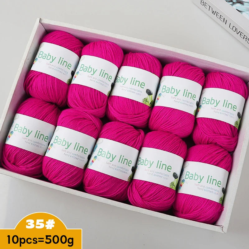 500g Soft Medium-Thick Knitting Yarn Set (10 Pieces) – Cozy Yarn for Sweaters, Hats, Scarves & Crochet Projects
