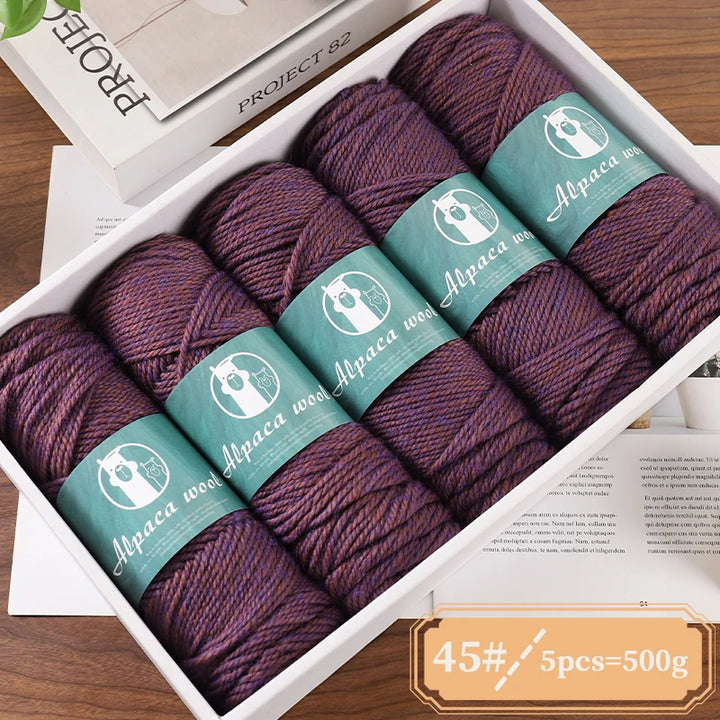 Alpaca Wool Boutique Yarn – 500g Thick Knitting Yarn Set (5 Pieces) for Sweaters, Scarves & Winter Wear