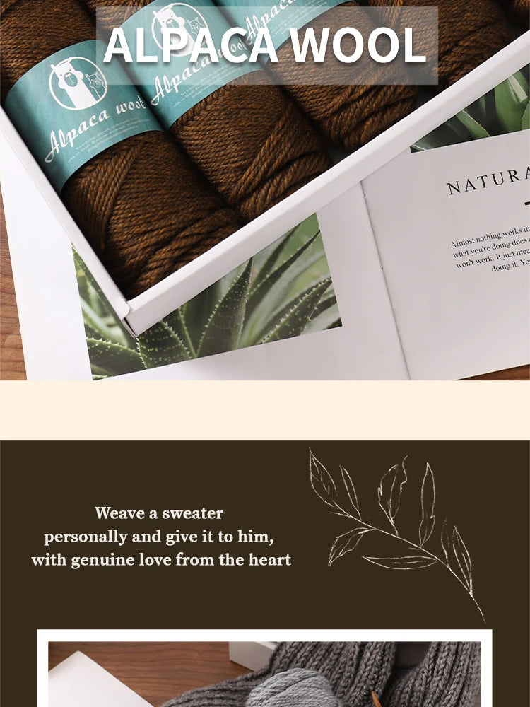 Alpaca Wool Boutique Yarn – 500g Thick Knitting Yarn Set (5 Pieces) for Sweaters, Scarves & Winter Wear