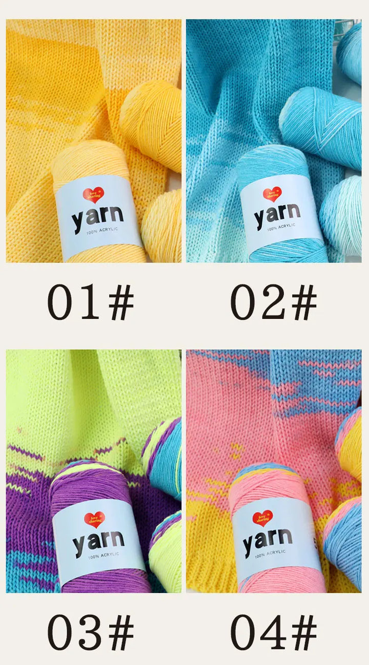 300g Rainbow Gradient Acrylic Yarn Set (3 Pieces) – Medium-Thick Knitting Yarn for Sweaters, Scarves, Hats & DIY Crafts