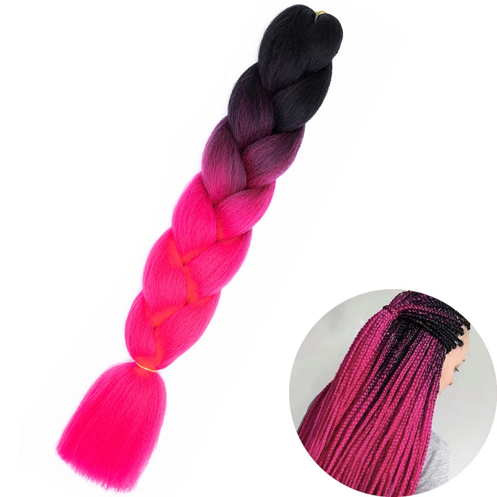 24 Inch Synthetic Jumbo Braiding Hair – Heat Resistant Ombre Extensions