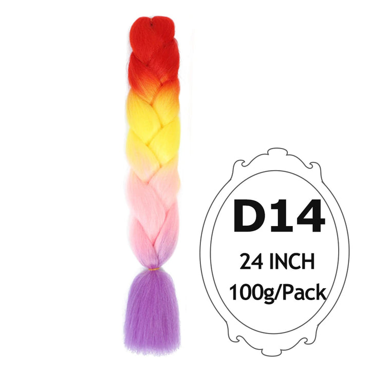 Ombre Braiding Hair 24 Inch – Colorful Jumbo Synthetic Braiding Hair Extensions for Women (Purple, Pink, White, Red, Blue)