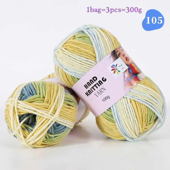 High-Quality 7-Strand Gradient Yarn – Medium-Thick Multi-Colored Yarn for Sweaters, Hats, Scarves & DIY Crafts