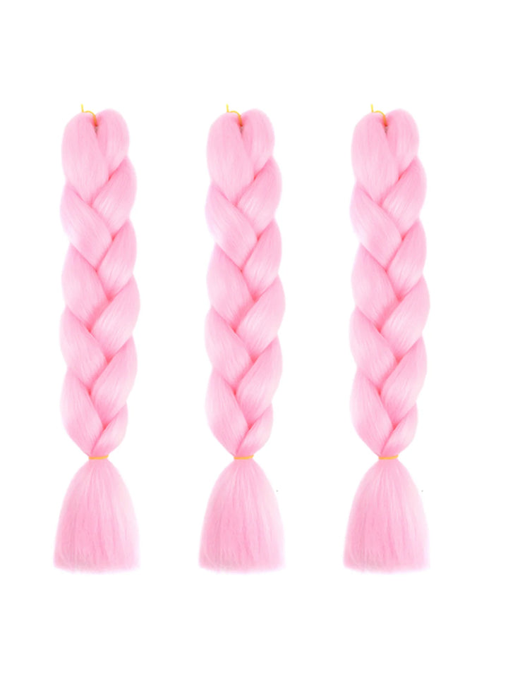 3 Packs 24 Inch Rainbow Braiding Hair Extensions – Ombre Synthetic Jumbo Braid Hair for Crochet Braids (Rose Red)
