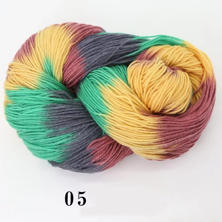 Segment-Dyed Rainbow Wool Yarn – Colorful Knitting Yarn for Sweaters, Scarves, Hats & Gloves