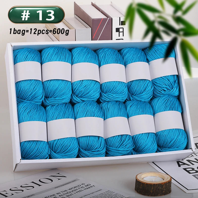 12-Piece Luxury Cashmere-Silk Yarn Set – Ultra-Soft Fluffy Yarn for Sweaters, Coats, Shawls & DIY Crafts (600g)