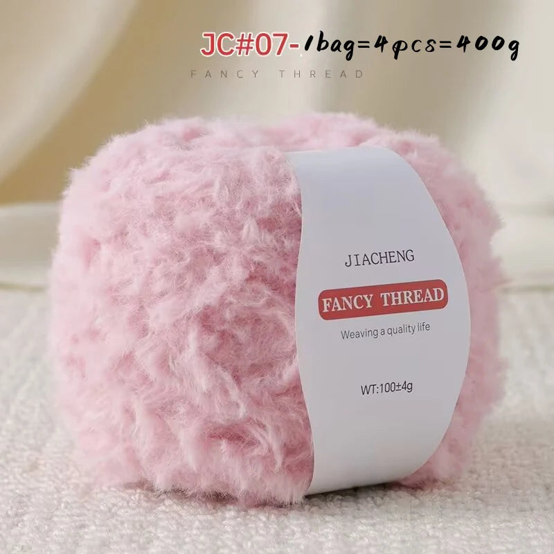 Imitation Fur Long-Haired Yarn – 400g Soft Beginner Knitting Yarn (4 Skeins Set)