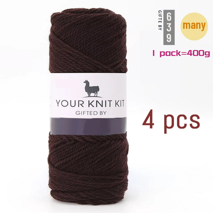 400g Alpaca Wool Yarn – Thick Pure Wool Knitting Yarn for Sweaters, Shawls & Scarves (4 Pieces/Pack)