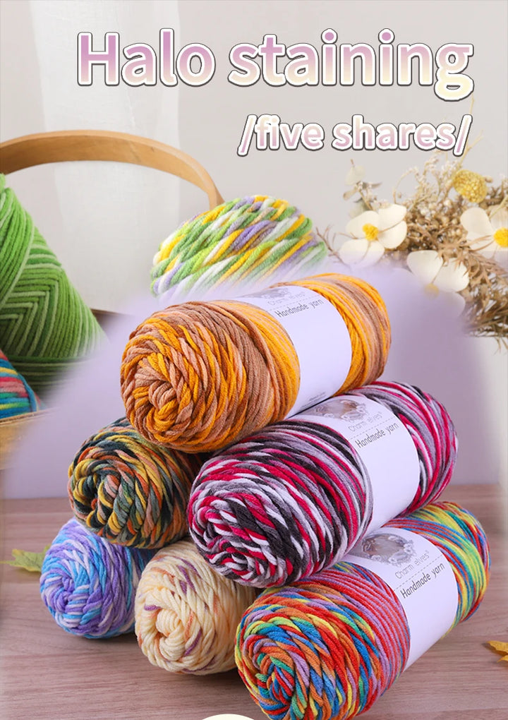 360g Rainbow Gradient Section-Dyed Yarn – Medium-Thick Hand Knitting Yarn for Sweaters, Hats & Scarves (3pcs Pack)