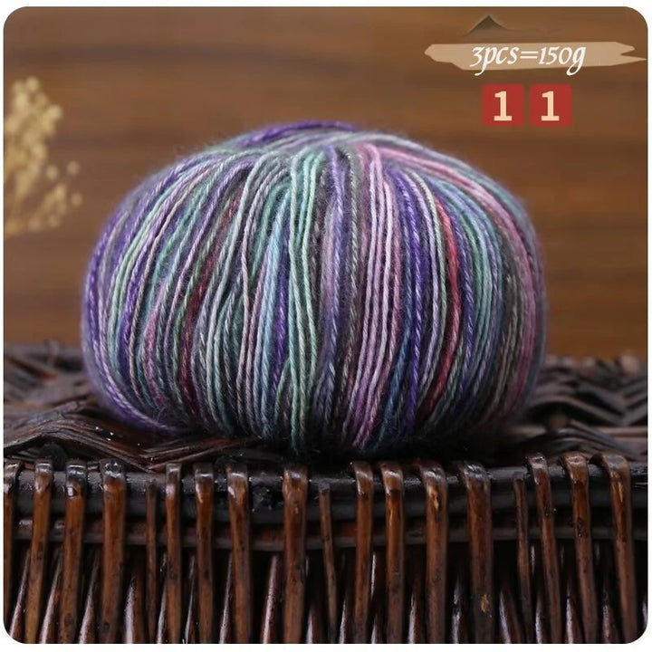 150g Camouflage Cotton Yarn – Medium-Thick Combed Yarn for Knitting & Crochet (3 Pieces/Pack)