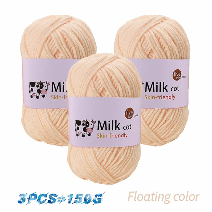 150g 5-Strand Milk Cotton Yarn – Soft Medium Thick Knitting & Crochet Yarn for Dolls, Sweaters, Hats & Scarves