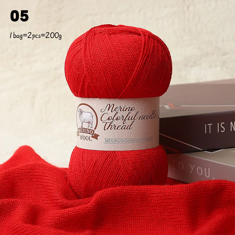 Solid Color Medium-Thick Cashmere Blend Yarn – Soft Luxury Yarn for Sweaters, Scarves & Handmade Crafts