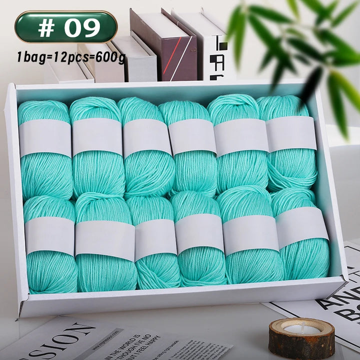 12-Piece Luxury Cashmere-Silk Yarn Set – Ultra-Soft Fluffy Yarn for Sweaters, Coats, Shawls & DIY Crafts (600g)