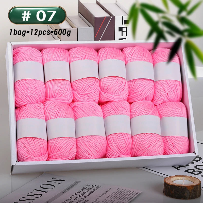 12-Piece Luxury Cashmere-Silk Yarn Set – Ultra-Soft Fluffy Yarn for Sweaters, Coats, Shawls & DIY Crafts (600g)